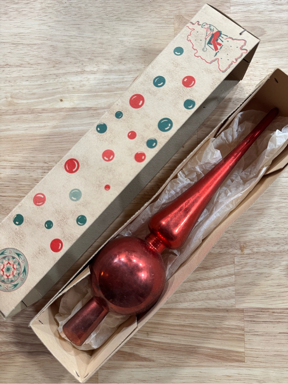 Red Mercury Glass Christmas Tree Topper VTG West Germany